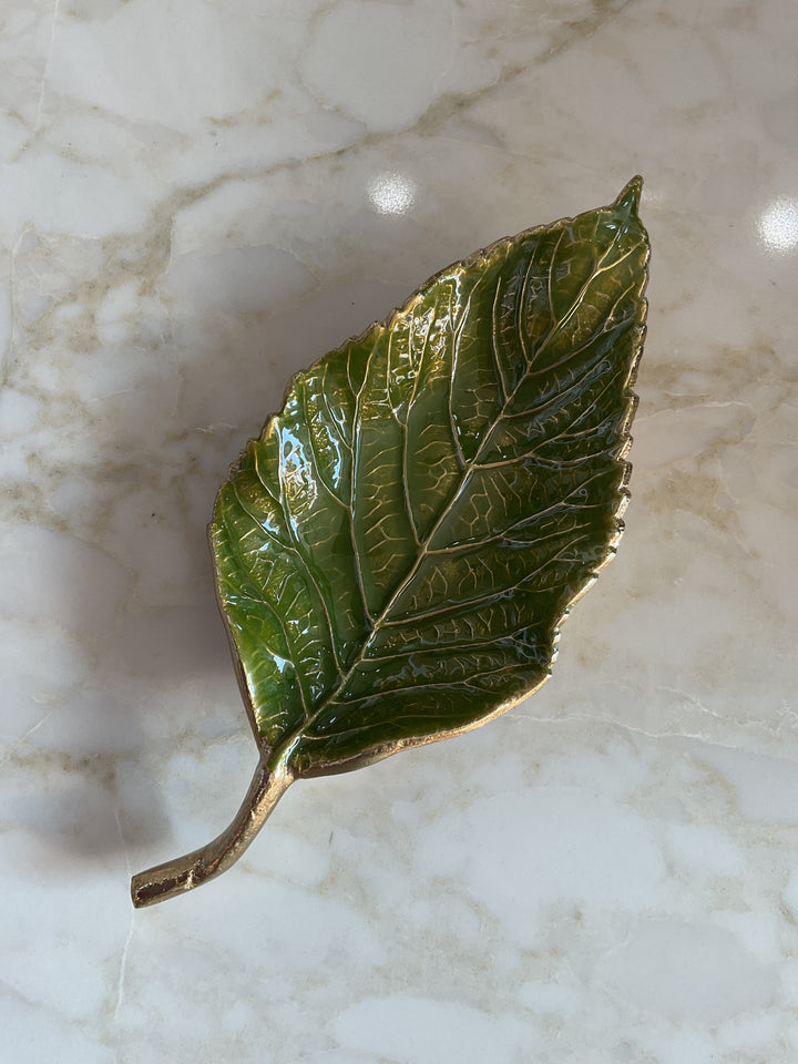 Enamel Leaf Trinket Dish