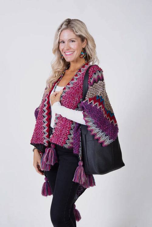 Multi-Colored Shawl with Tassels