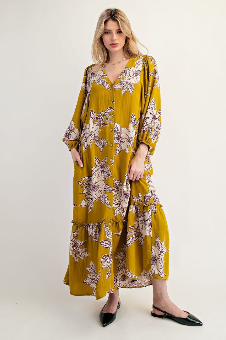 The Golden Bloom Maxi Dress - Plus