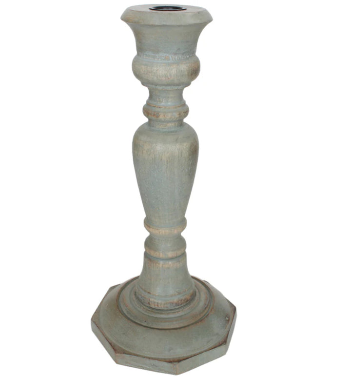 Sage Turned Wood Candle Holder