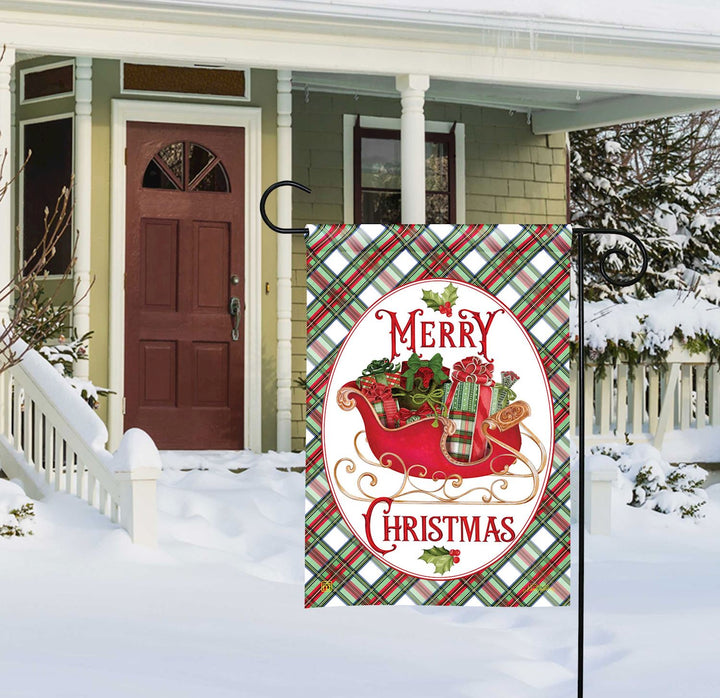 Merry Christmas Sleigh Garden Flag