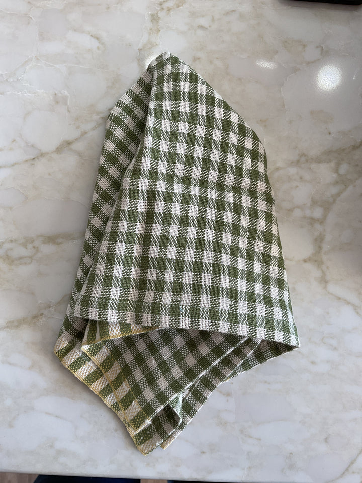 Gingham Green Linen Napkins