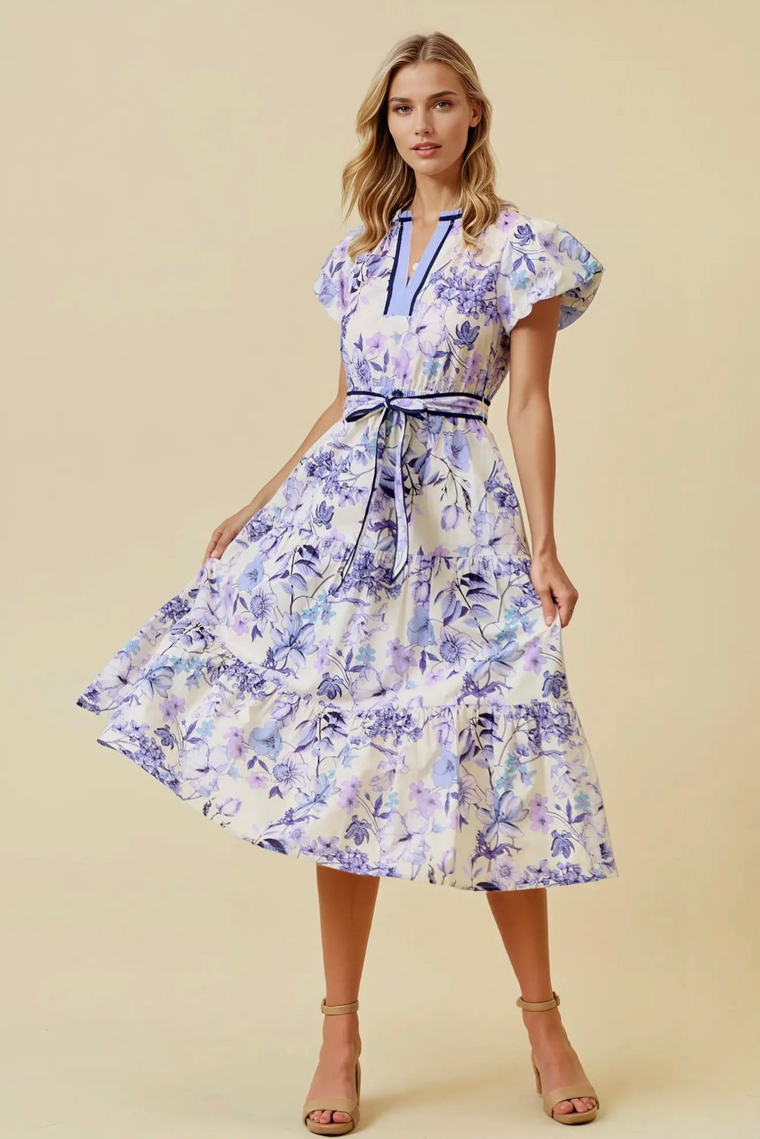 Lavender Garden Stroll Midi Dress