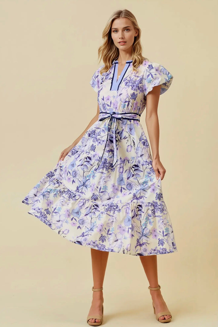 Lavender Garden Stroll Midi Dress