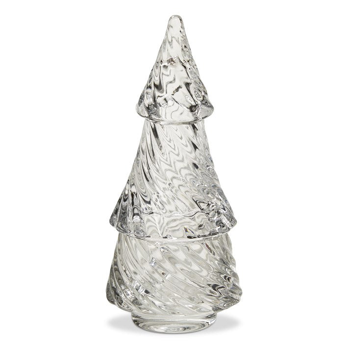 Twisted Glass Christmas Tree Tealight Holder