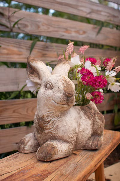 Faux Concrete Rabbit Planter