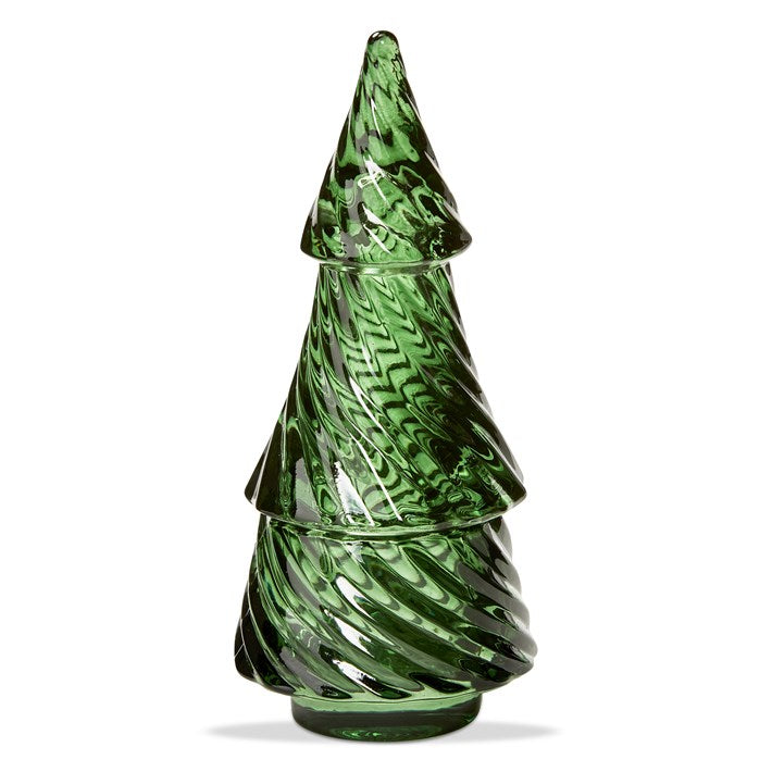 Twisted Glass Christmas Tree Tealight Holder