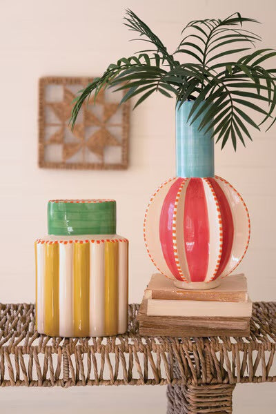Striped Tropical Ceramic Vases