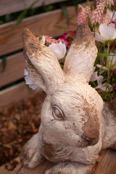 Faux Concrete Rabbit Planter