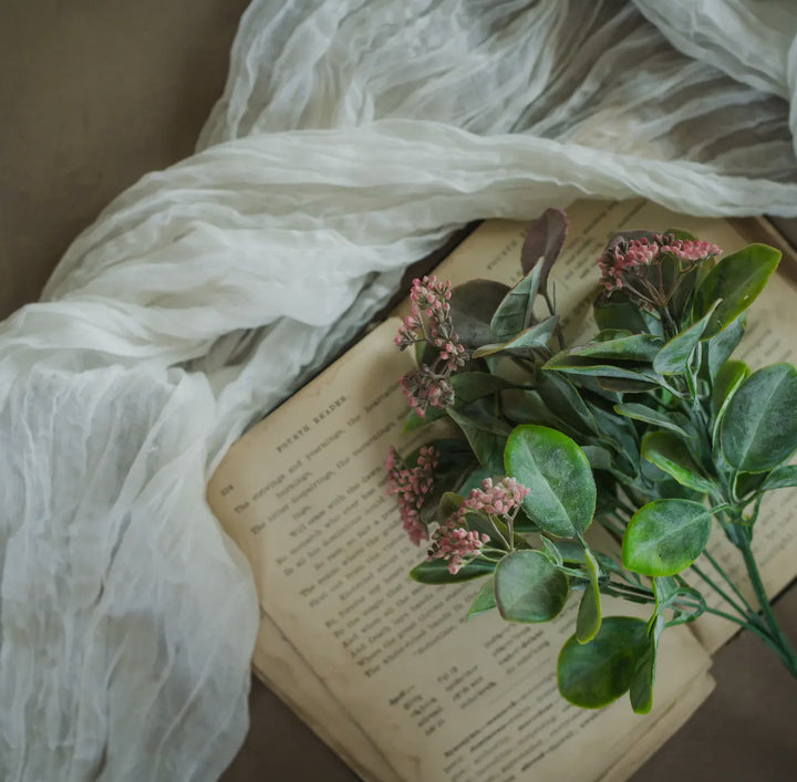 12” Greenery Bush with Pink Buds