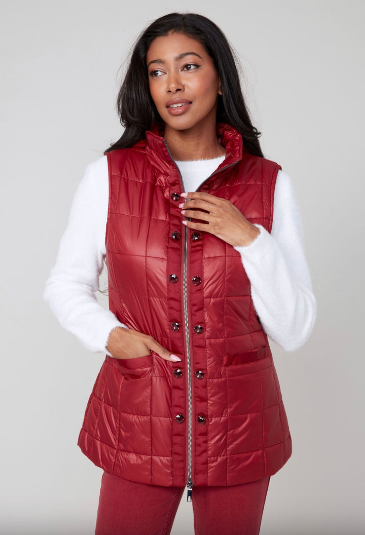 Cranberry Quilted Puffer Vest