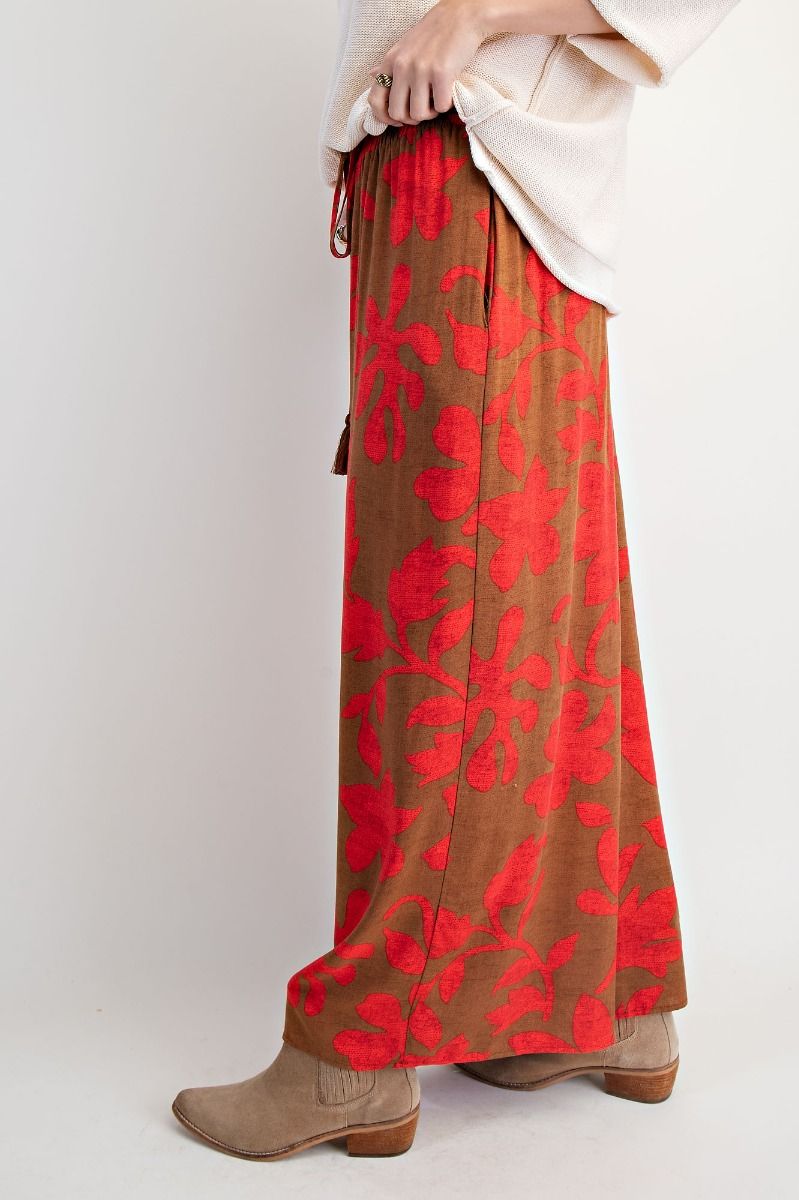 Autumn Petals Wide-Leg Pants