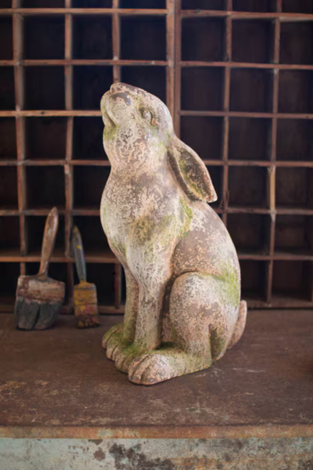 Mossy Meadow Rabbit Statue - Faux Concrete