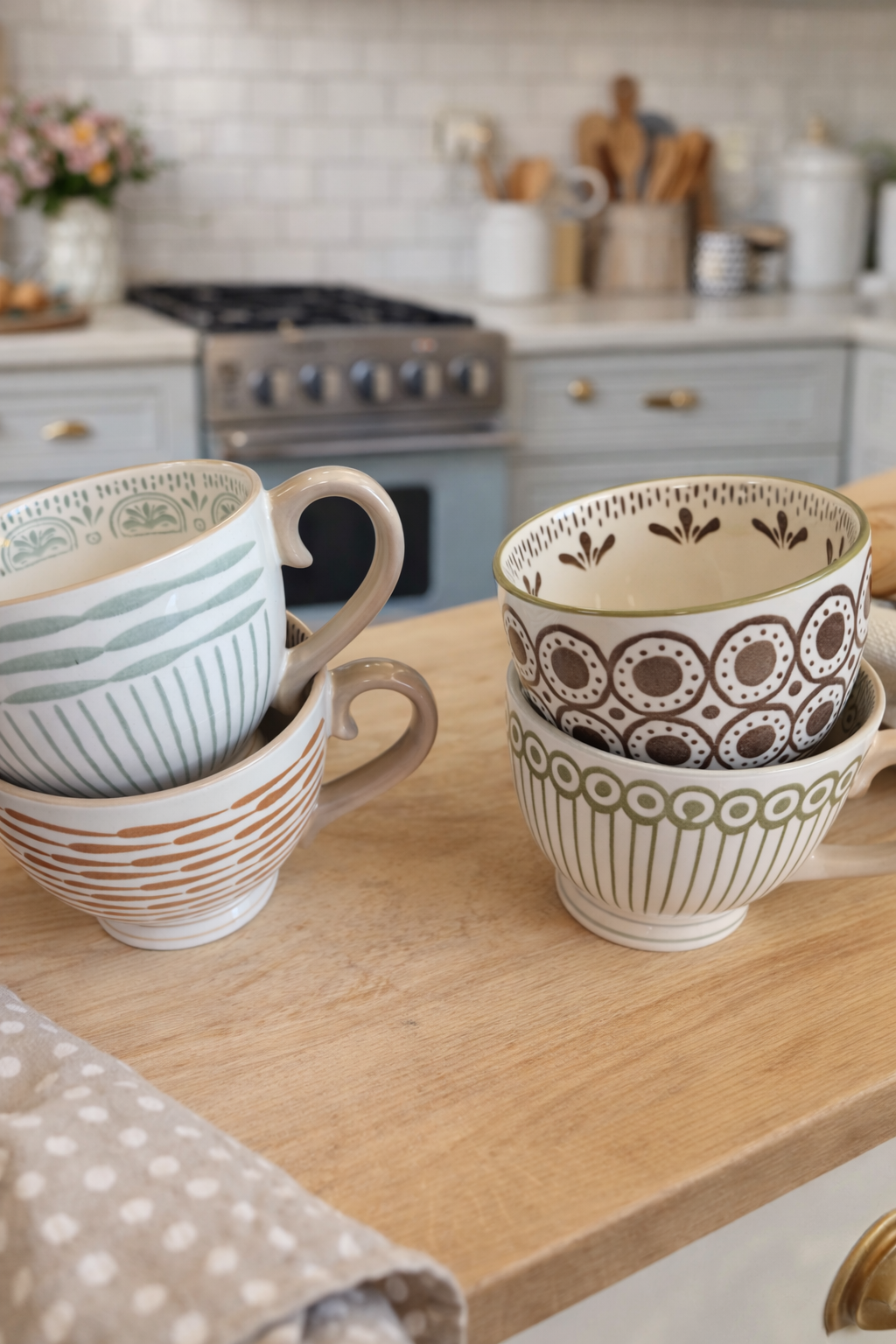 Charming Patterned Bistro Mug