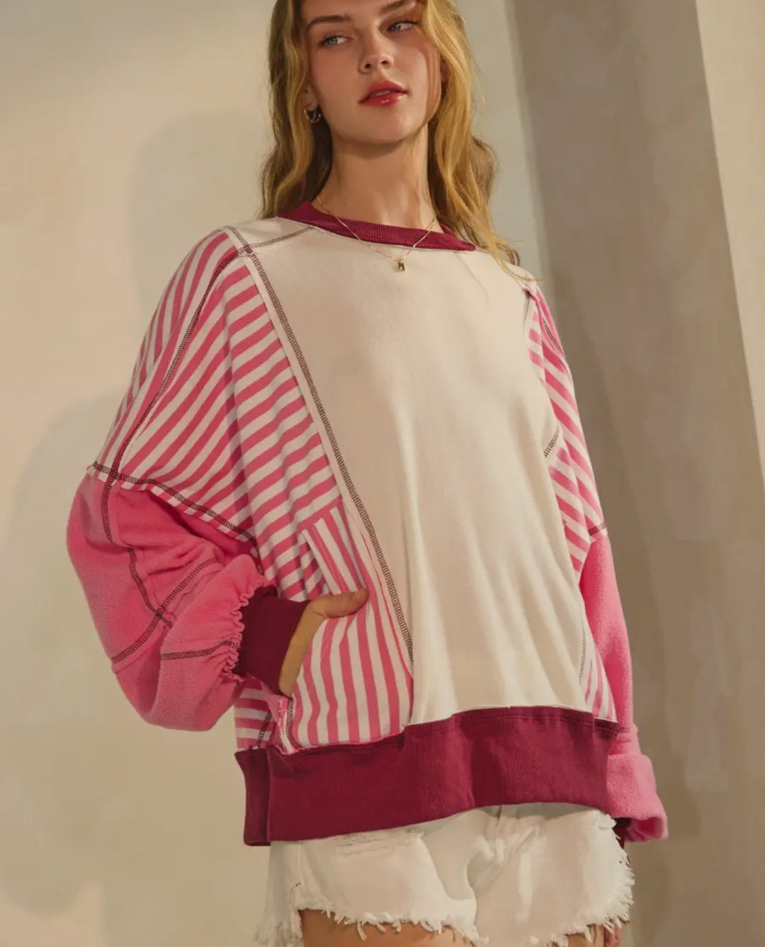 Candy Stripe Colorblock Pullover