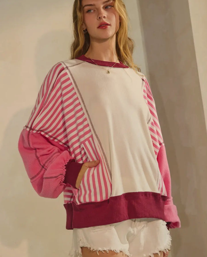 Candy Stripe Colorblock Pullover