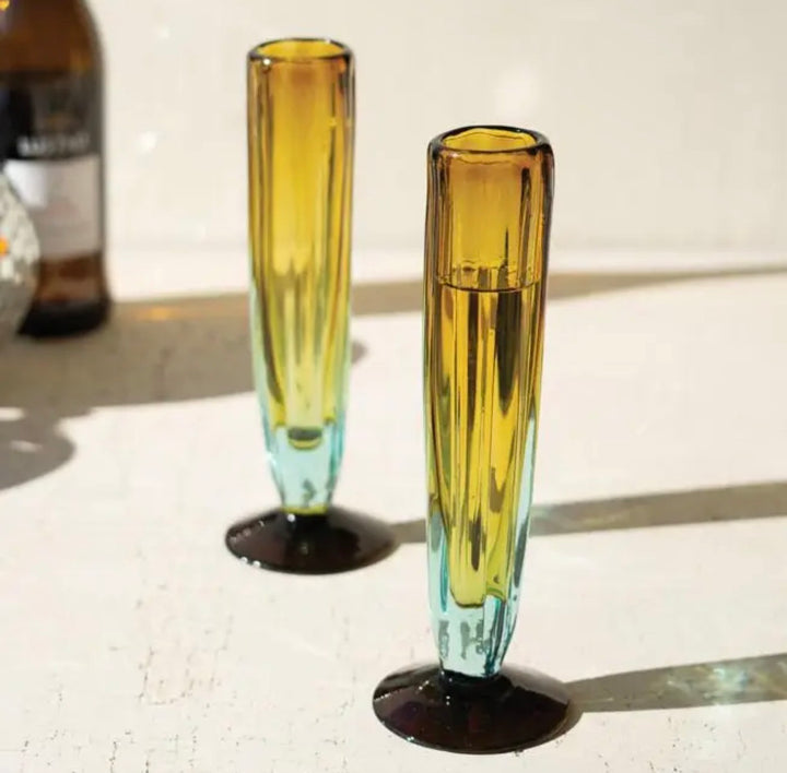 Amber Hand-Blown Recycled Glass Champagne Flute