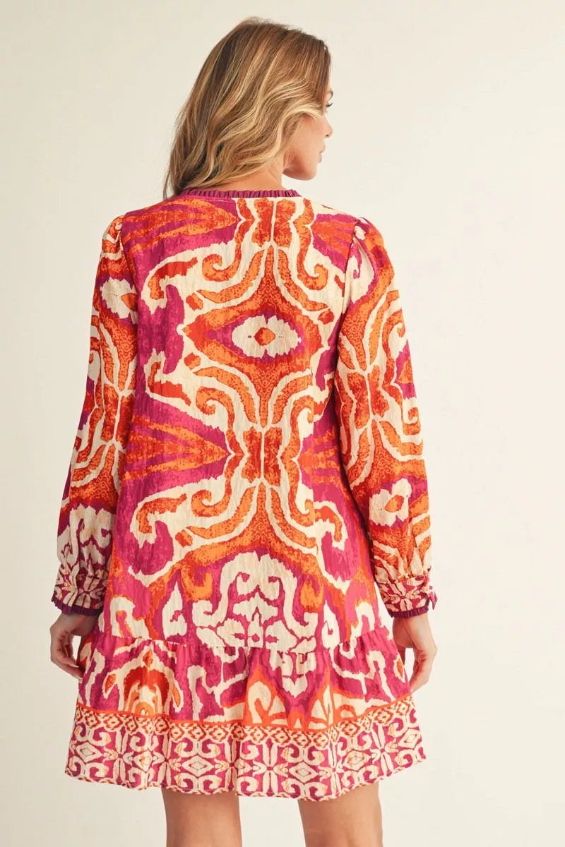 Sunset Kaleidoscope Tiered Dress