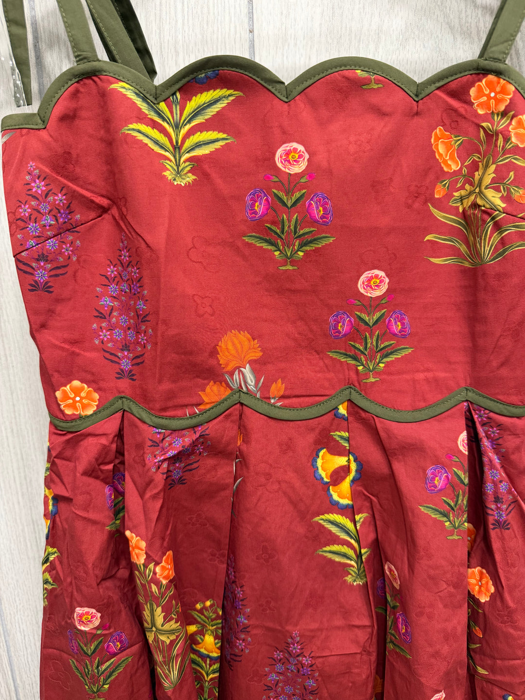 Wildflower Embroidered Scallop Midi Dress