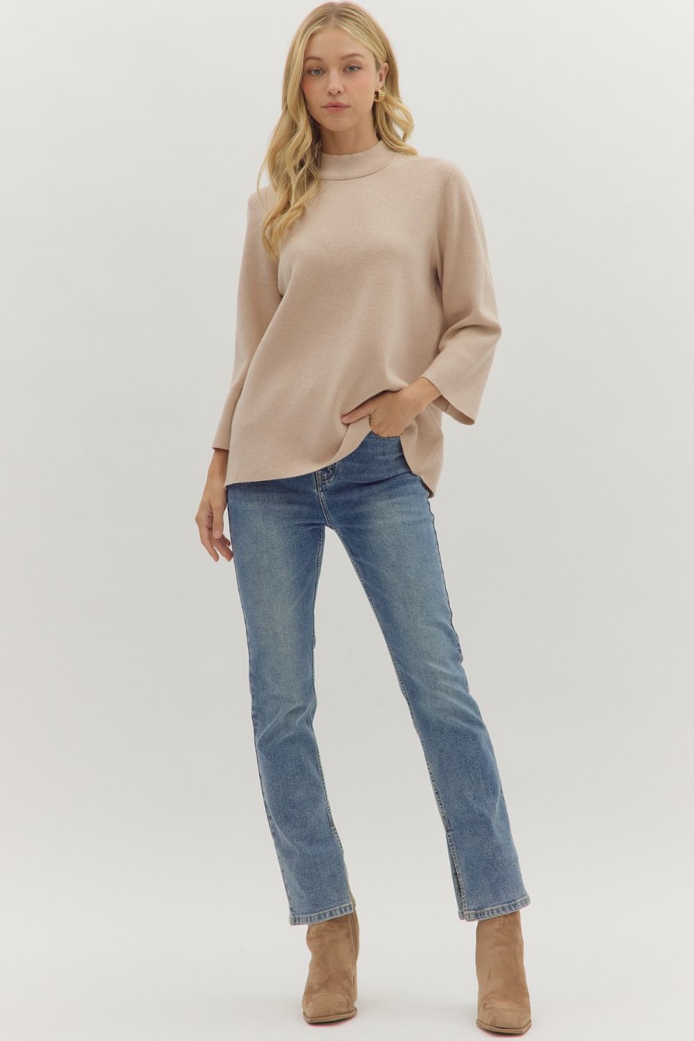 The Cozy Luxe Mock Neck Sweater – Plus