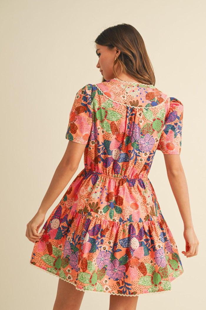Multi Flower Print Dress