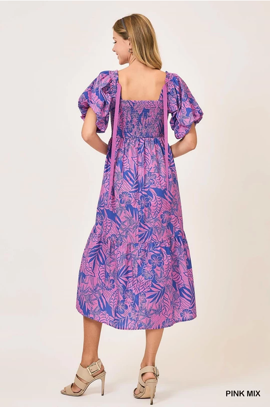 Elegant Tropics Midi Dress