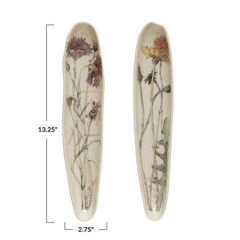 Stoneware Skinny Oval Botanical Platter