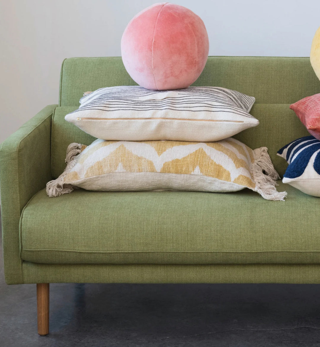 Golden Lattice Fringe Lumbar Pillow