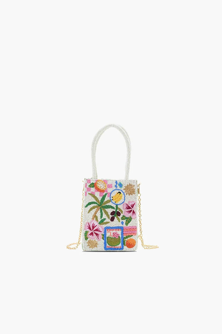 Paradise Postcard Beaded Mini Tote