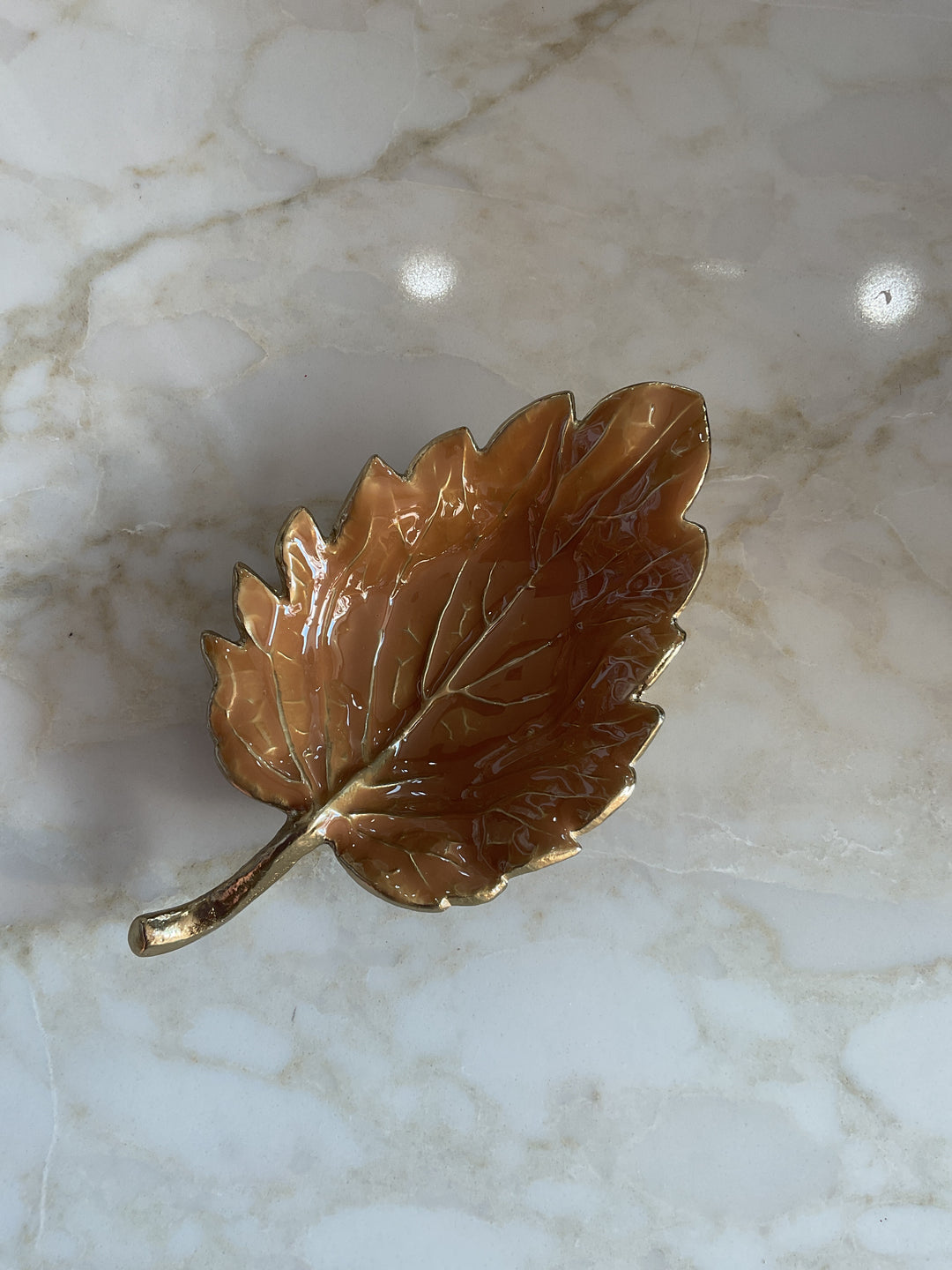 Enamel Leaf Trinket Dish