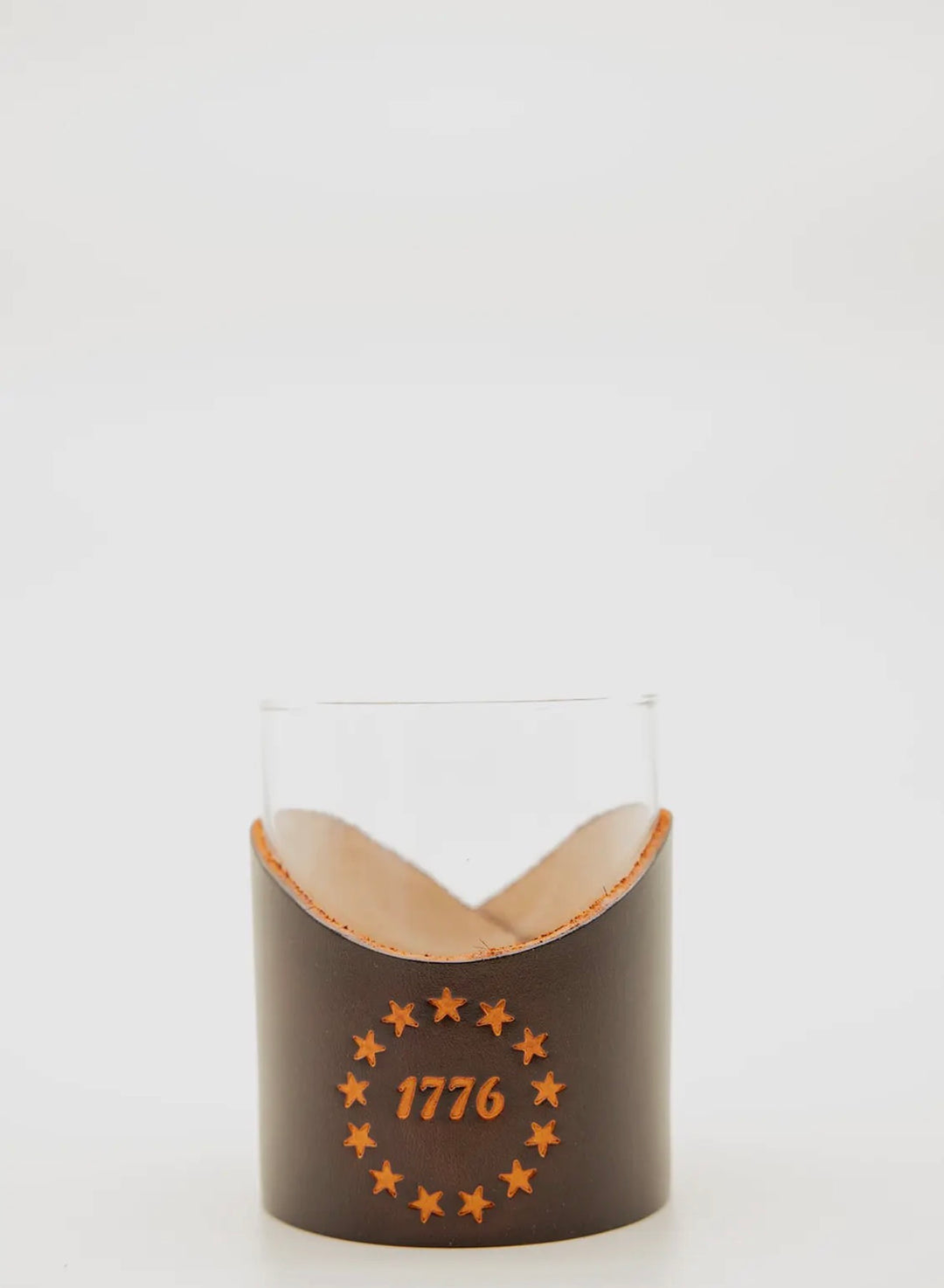 Lowball Glass with Genuine Leather Holder