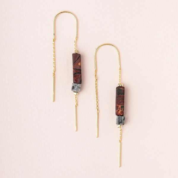 Rectangle Stone Thread Earrings - FINAL SALE