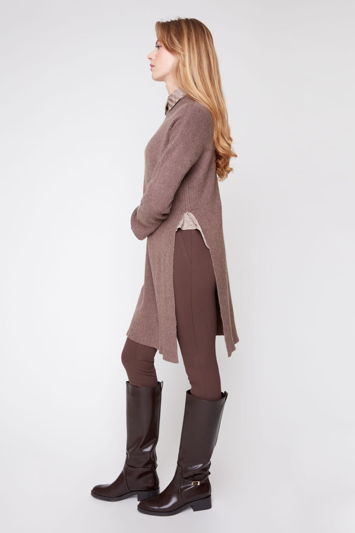 The Marlowe Side Slit Sweater Dress – Mocha