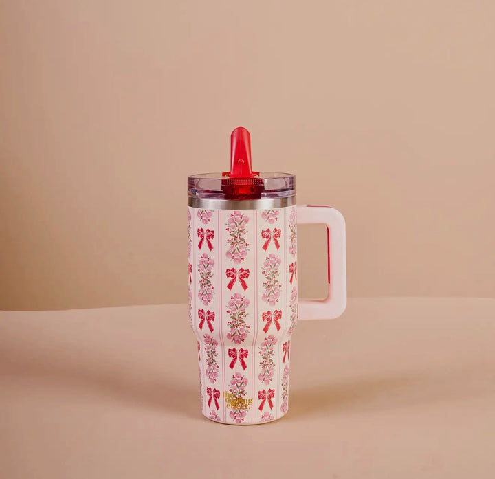 Vintage Bows & Blooms Tumbler with Handle