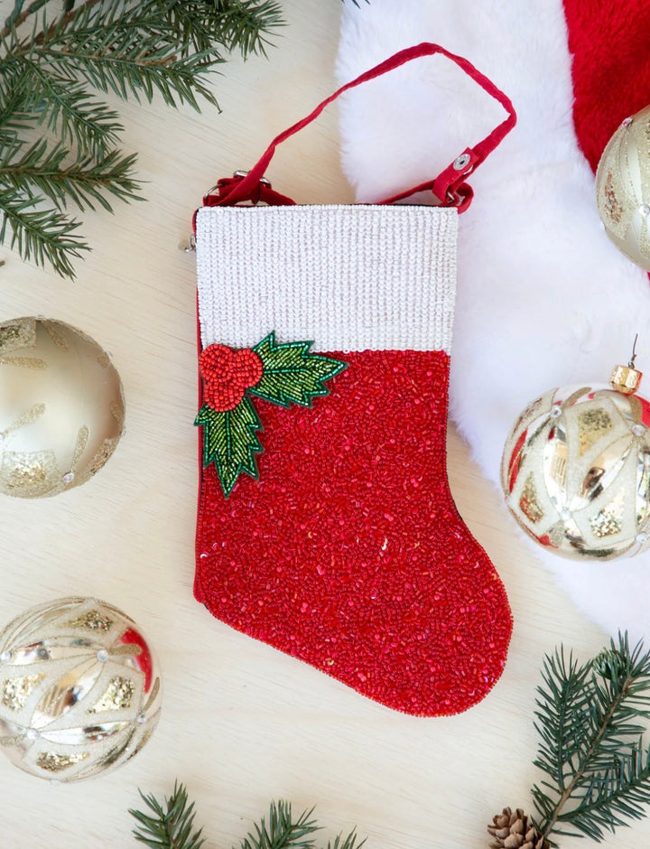Christmas Stocking Beaded Club Bag