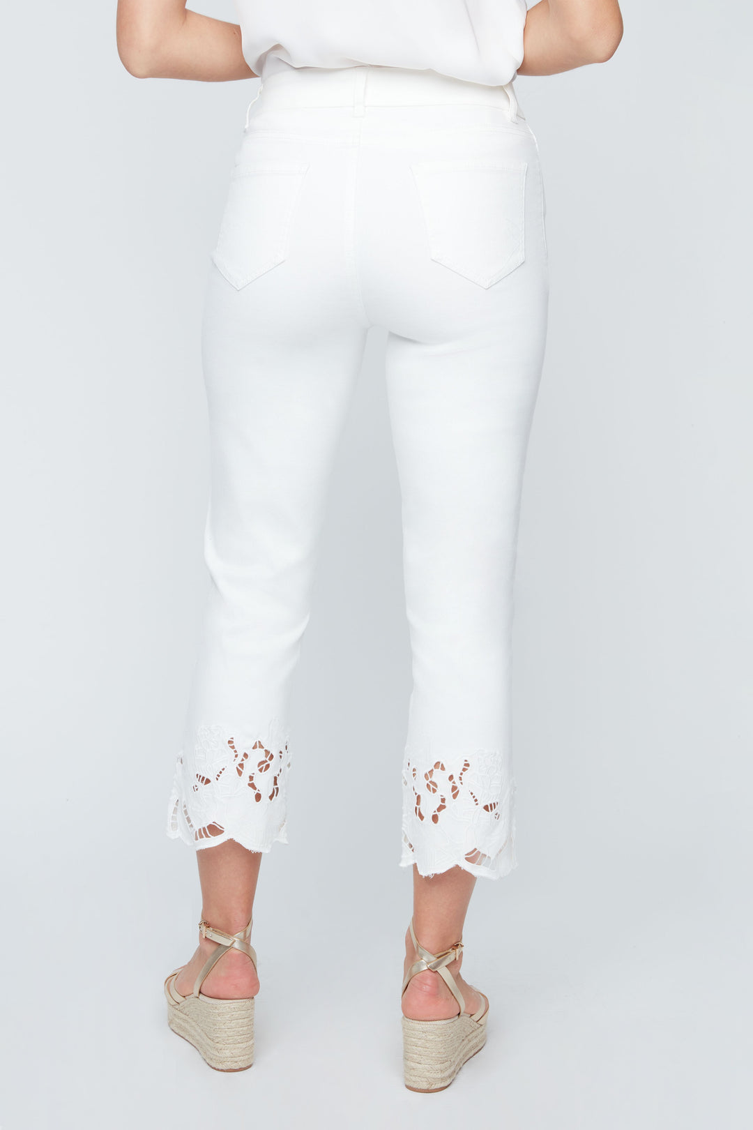 Eyelet Breeze Crop White Pants