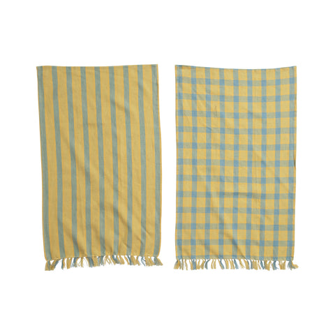 Set of Two Blue & Yellow Kitchen Towels