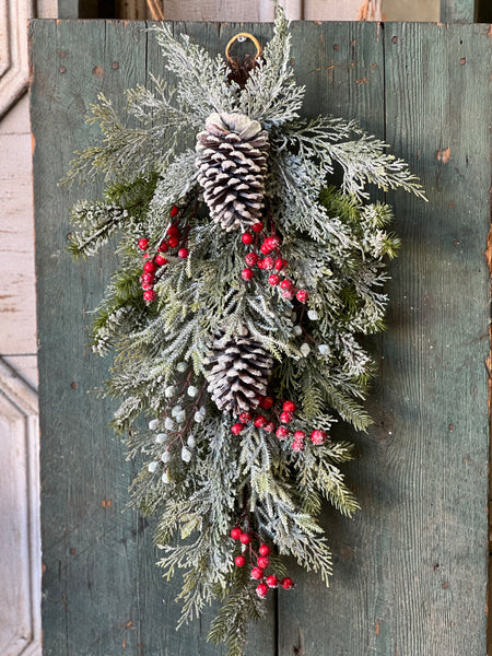 Frosted Berry & Pinecone Evergreen Swag