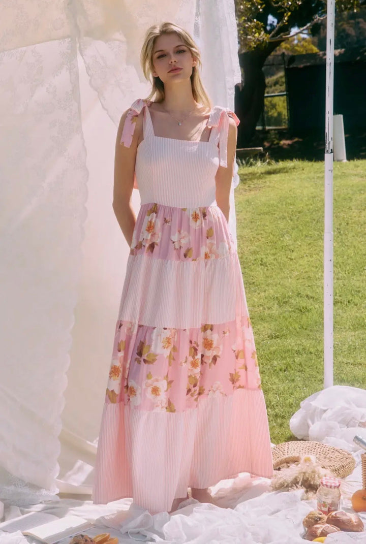 Blushing Meadow Tiered Maxi Dress