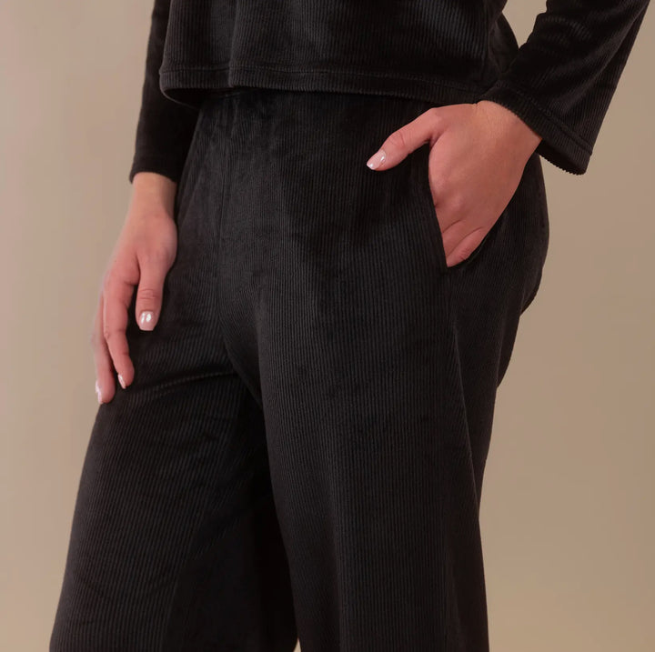 Soft Rib Lounge Pants – Black