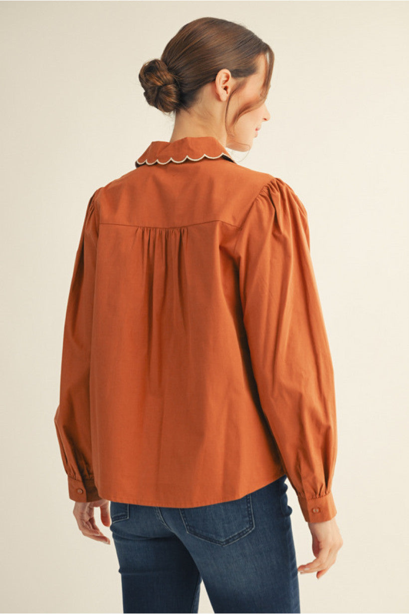 Harvest Glow Scallop Blouse