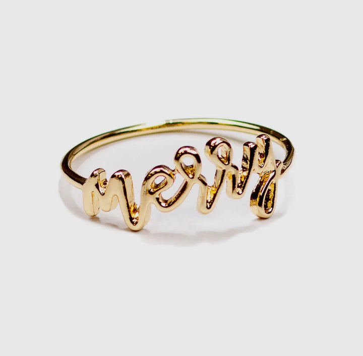 Merry Gold Script Napkin Ring