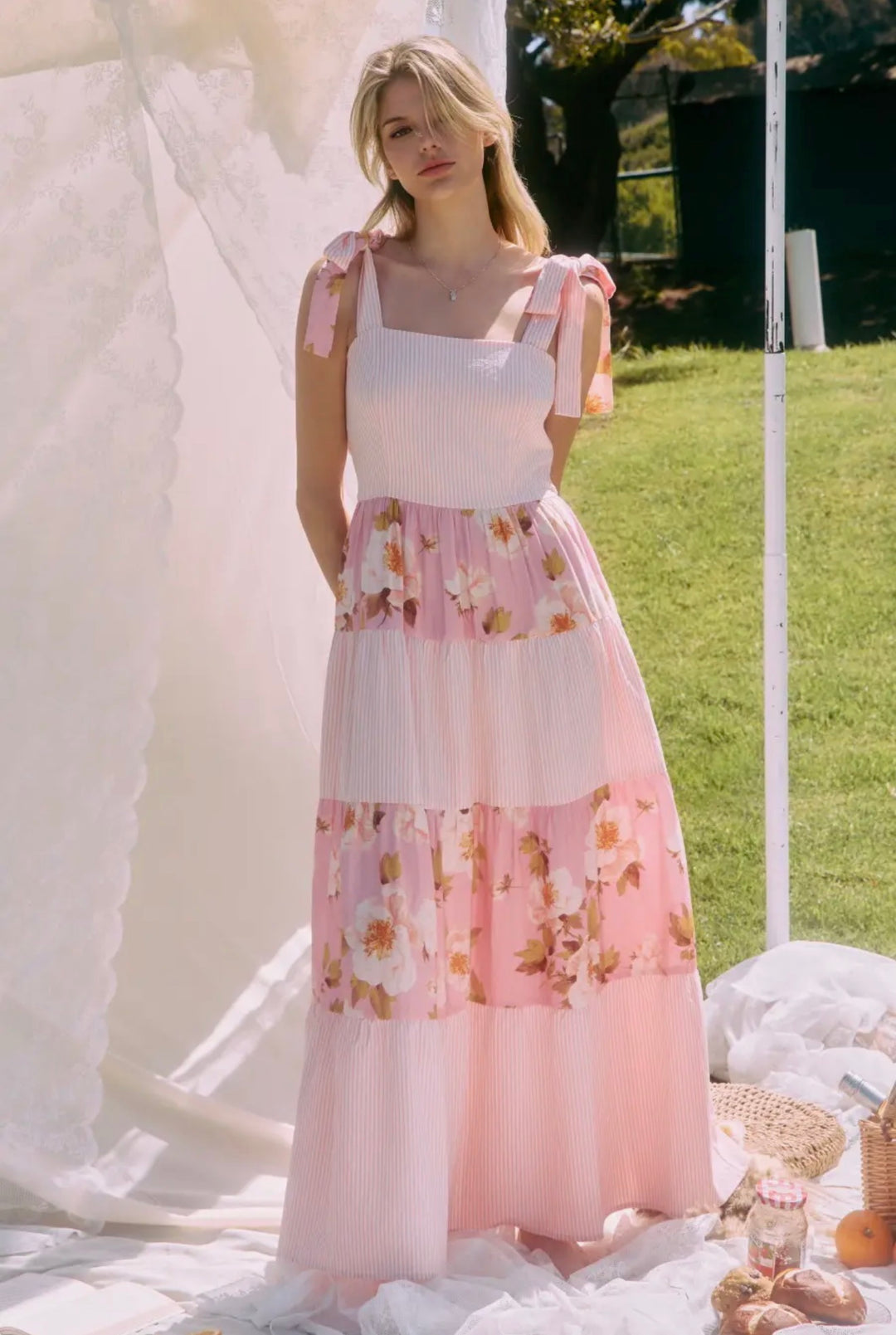Blushing Meadow Tiered Maxi Dress