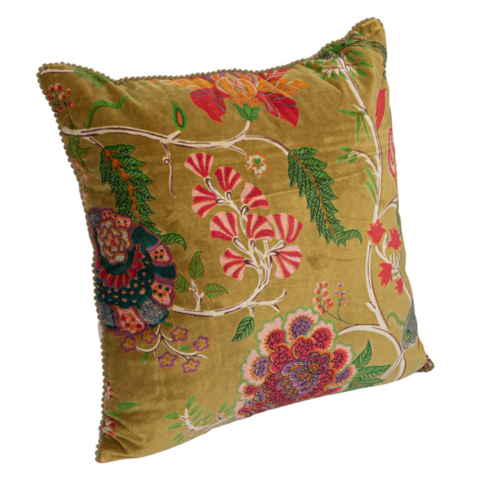 Golden Garden Velvet Pillow