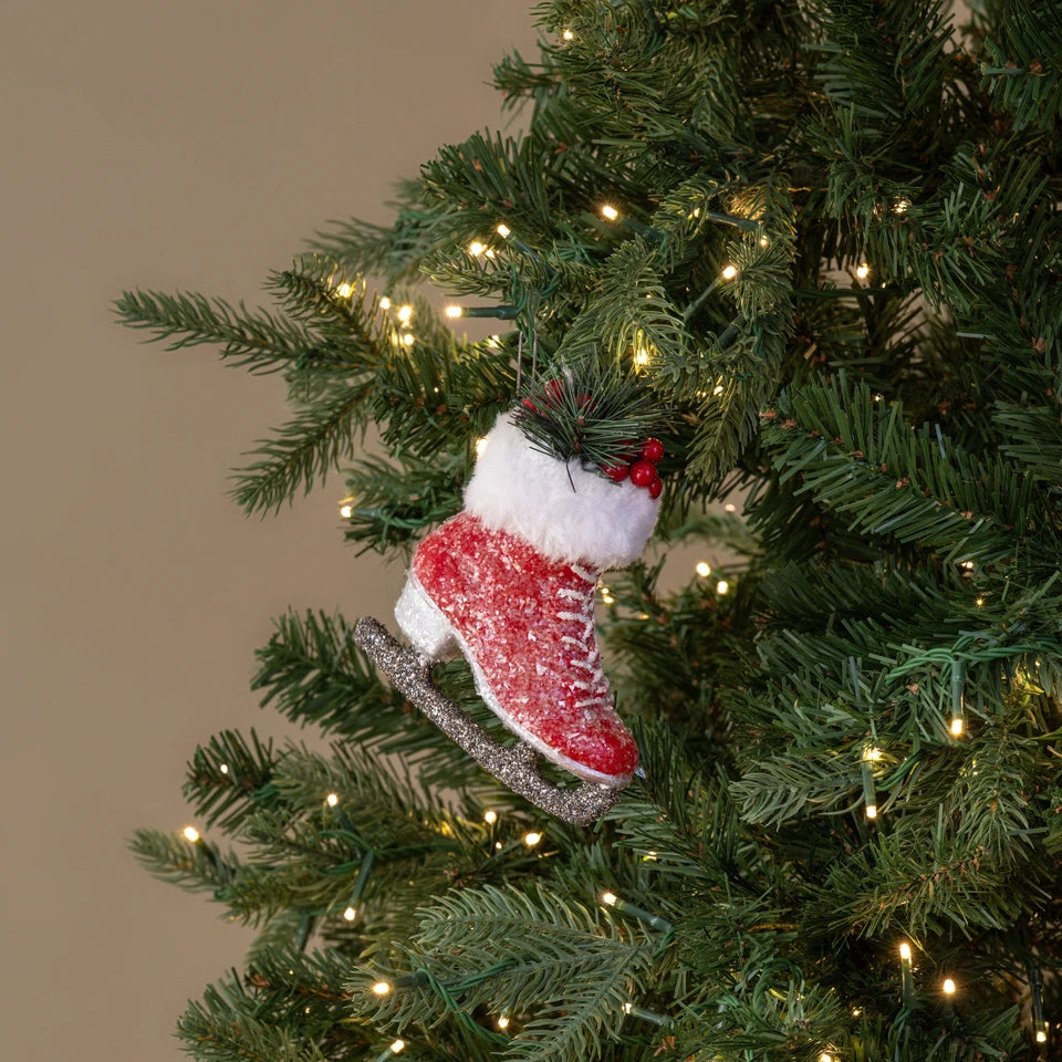 Frosted Red Ice Skate Ornament