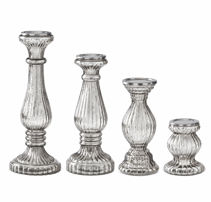 Vintage Elegance Silver Mercury Glass Candle Holders