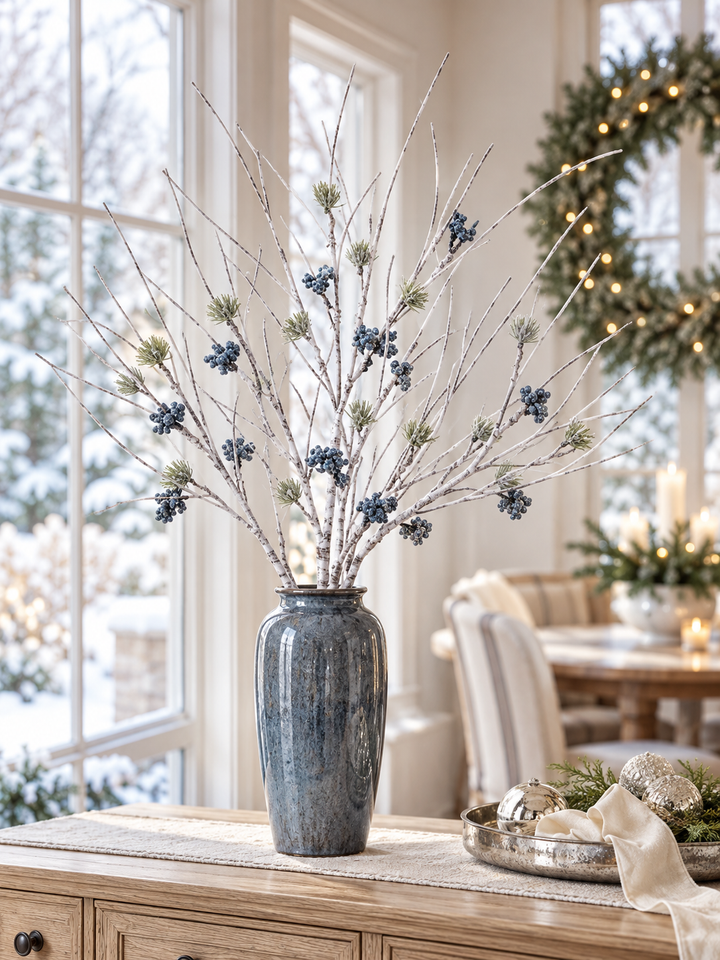 Winter Birch & Pine Branch