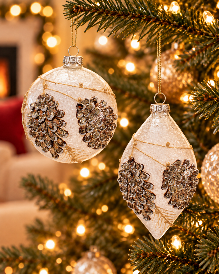 Christmas Elegance Glass Ornament — Two Assorted Styles