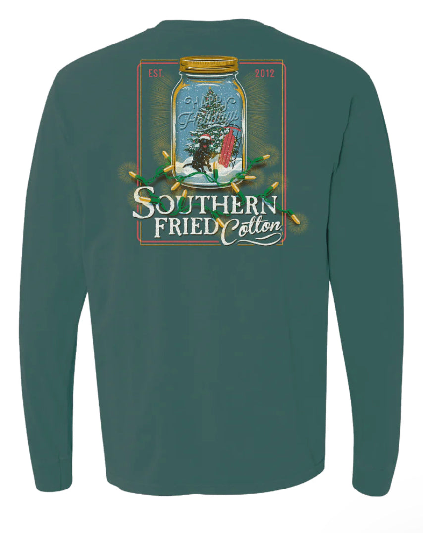 Happy Holidays Black Lab Long Sleeve Tee