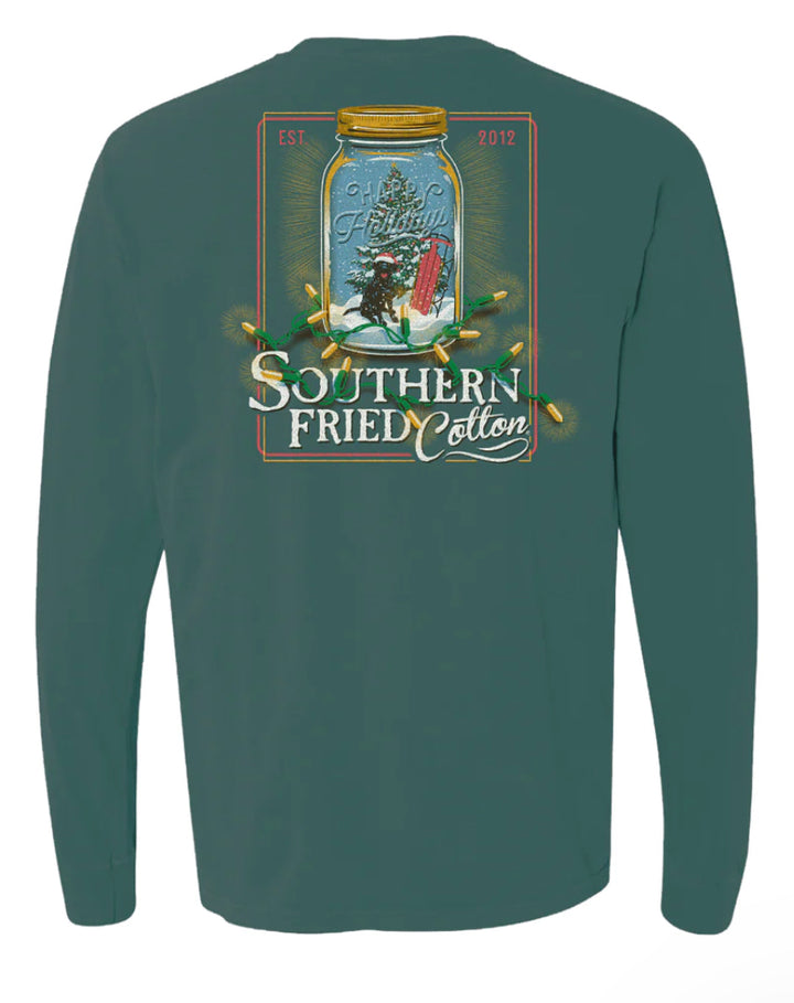 Happy Holidays Black Lab Long Sleeve Tee